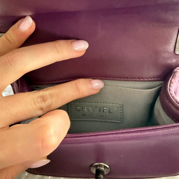 Chanel Quilted Velvet Mini Boy Flap Bag in Deep Purple - Picture 6 of 8